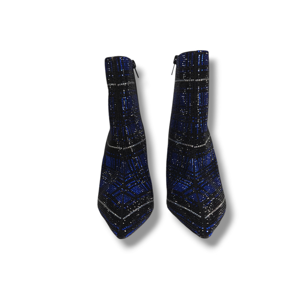 NWOB INC International Concepts Reisa Rhinestone Ankle Boots Sz. 6M Cobalt Plaid - Picture 4 of 9